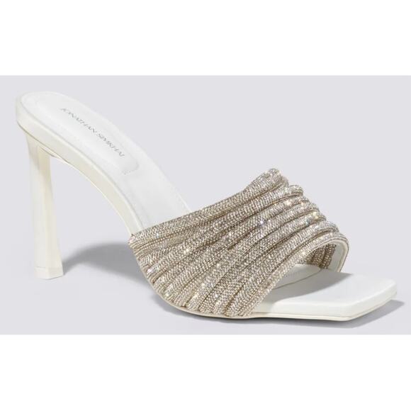 Jonathan Simkhai The Lena Crystal Embellished Heeled Mule in White Size 41 - Picture 2 of 10